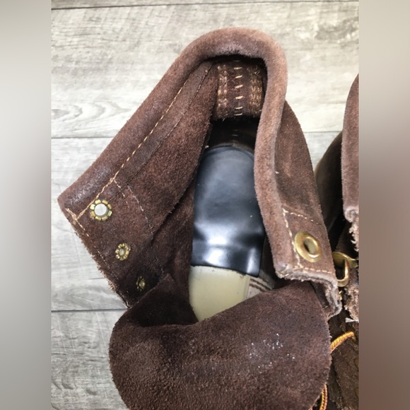 Made in USA Lace-Up Work Lace Up Boots Womens Logger Granny Goth Leather Sz 7.5 - Picture 10 of 11